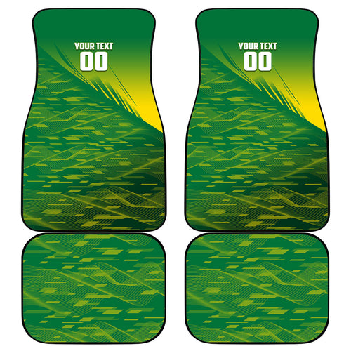 Personalized Socceroos Sport Car Mats Green Gold Dynamic Wave Pattern