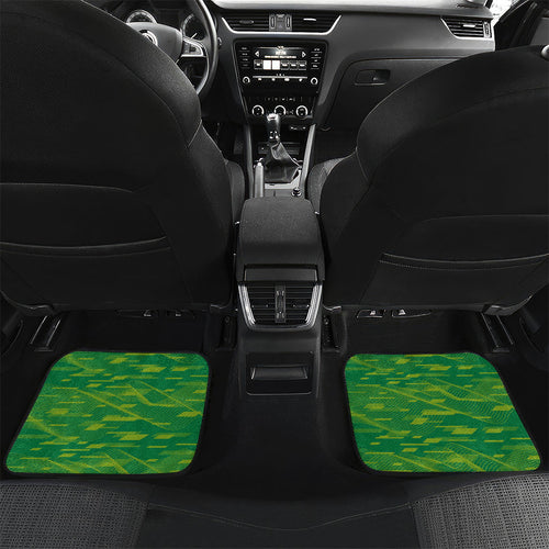 Personalized Socceroos Sport Car Mats Green Gold Dynamic Wave Pattern