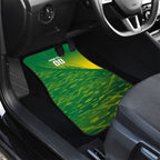 Personalized Socceroos Sport Car Mats Green Gold Dynamic Wave Pattern