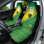 Personalized Socceroos Sport Car Seat Cover Green Gold Dynamic Wave Pattern