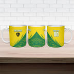 Personalized Socceroos Sport Ceramic Mug Green Gold Dynamic Wave Pattern