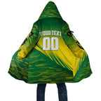 Personalized Socceroos Sport Cloak Green Gold Dynamic Wave Pattern