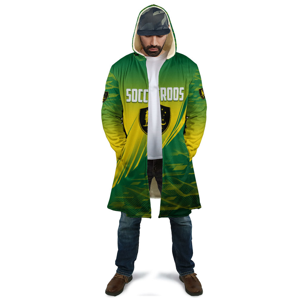 Personalized Socceroos Sport Cloak Green Gold Dynamic Wave Pattern