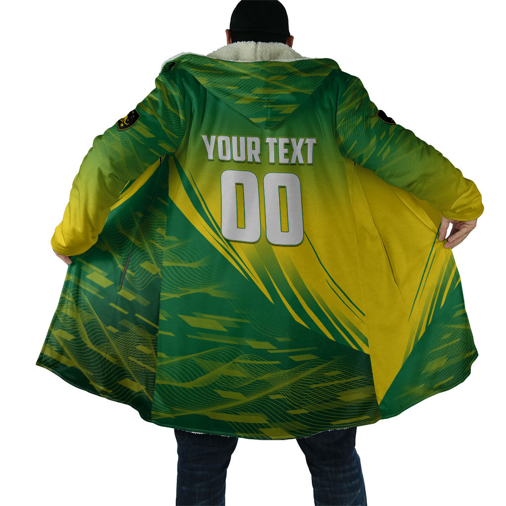 Personalized Socceroos Sport Cloak Green Gold Dynamic Wave Pattern