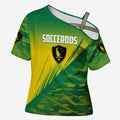 Personalized Socceroos Sport Cross Shoulder Shirt Green Gold Dynamic Wave Pattern