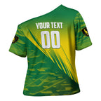 Personalized Socceroos Sport Cross Shoulder Shirt Green Gold Dynamic Wave Pattern