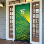 Personalized Socceroos Sport Door Cover Green Gold Dynamic Wave Pattern