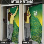 Personalized Socceroos Sport Door Cover Green Gold Dynamic Wave Pattern