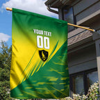 Personalized Socceroos Sport Garden Flag Green Gold Dynamic Wave Pattern