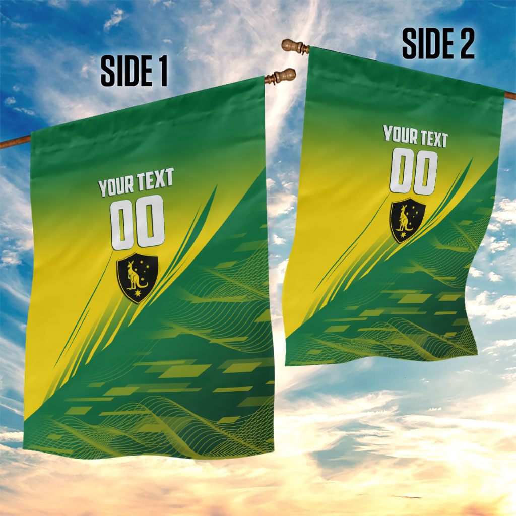 Personalized Socceroos Sport Garden Flag Green Gold Dynamic Wave Pattern