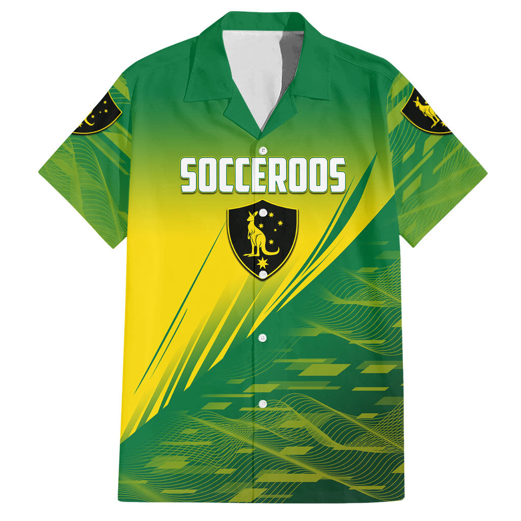 Personalized Socceroos Sport Hawaiian Shirt Green Gold Dynamic Wave Pattern