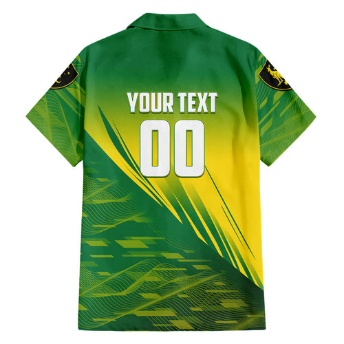 Personalized Socceroos Sport Hawaiian Shirt Green Gold Dynamic Wave Pattern
