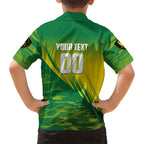 Personalized Socceroos Sport Hawaiian Shirt Green Gold Dynamic Wave Pattern