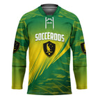 Personalized Socceroos Sport Hockey Jersey Green Gold Dynamic Wave Pattern