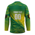 Personalized Socceroos Sport Hockey Jersey Green Gold Dynamic Wave Pattern