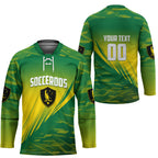 Personalized Socceroos Sport Hockey Jersey Green Gold Dynamic Wave Pattern