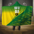 Personalized Socceroos Sport Hooded Blanket Green Gold Dynamic Wave Pattern