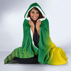 Personalized Socceroos Sport Hooded Blanket Green Gold Dynamic Wave Pattern