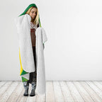 Personalized Socceroos Sport Hooded Blanket Green Gold Dynamic Wave Pattern