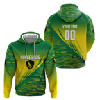 Personalized Socceroos Sport Hoodie Green Gold Dynamic Wave Pattern
