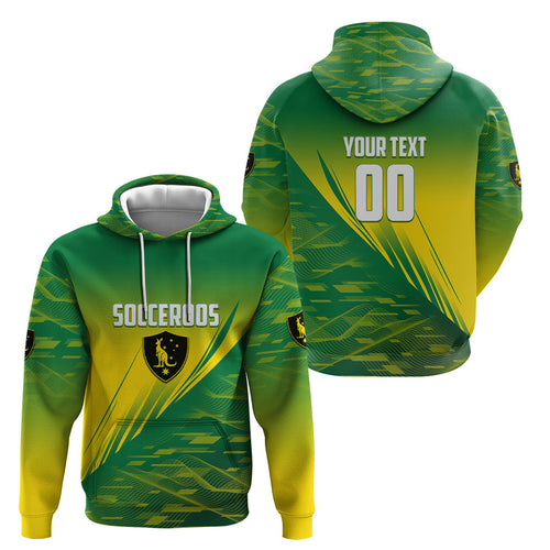 Personalized Socceroos Sport Hoodie Green Gold Dynamic Wave Pattern