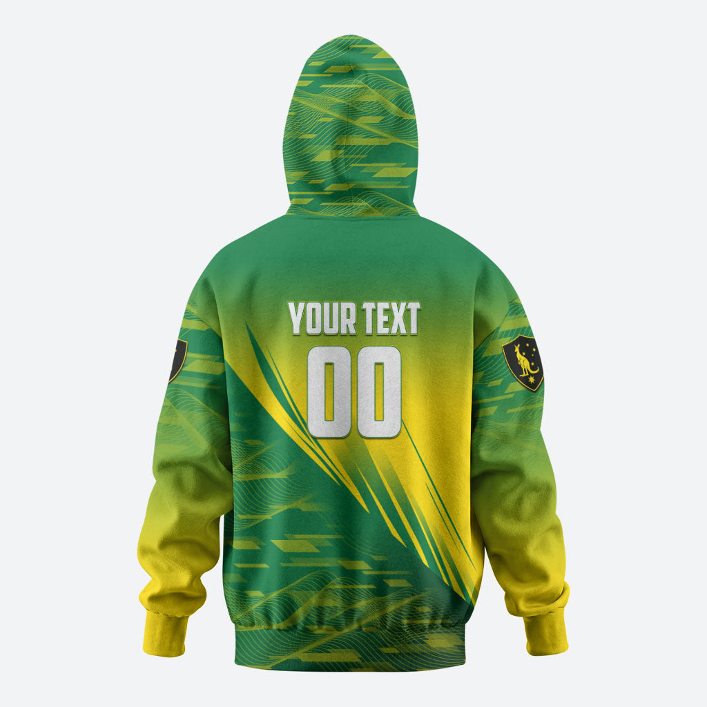 Personalized Socceroos Sport Hoodie Green Gold Dynamic Wave Pattern