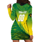 Personalized Socceroos Sport Hoodie Dress Green Gold Dynamic Wave Pattern