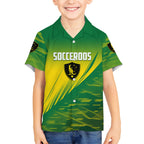 Personalized Socceroos Sport Kid Hawaiian Shirt Green Gold Dynamic Wave Pattern