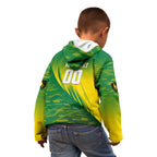 Personalized Socceroos Sport Kid Hoodie Green Gold Dynamic Wave Pattern