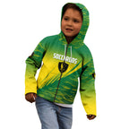 Personalized Socceroos Sport Kid Hoodie Green Gold Dynamic Wave Pattern