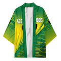 Personalized Socceroos Sport Kimono Green Gold Dynamic Wave Pattern