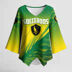 Personalized Socceroos Sport Kimono Sleeve Blouse Green Gold Dynamic Wave Pattern