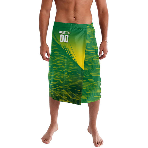 Personalized Socceroos Sport Lavalava Green Gold Dynamic Wave Pattern