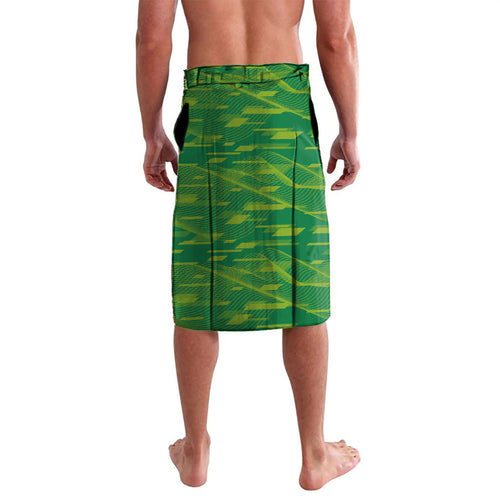 Personalized Socceroos Sport Lavalava Green Gold Dynamic Wave Pattern