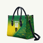 Personalized Socceroos Sport Leather Bag Green Gold Dynamic Wave Pattern
