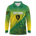 Personalized Socceroos Sport Long Sleeve Polo Shirt Green Gold Dynamic Wave Pattern