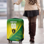 Personalized Socceroos Sport Luggage Cover Green Gold Dynamic Wave Pattern