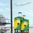 Personalized Socceroos Sport Luggage Cover Green Gold Dynamic Wave Pattern
