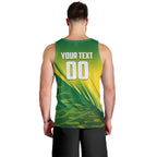 Personalized Socceroos Sport Men Tank Top Green Gold Dynamic Wave Pattern