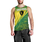 Personalized Socceroos Sport Men Tank Top Green Gold Dynamic Wave Pattern