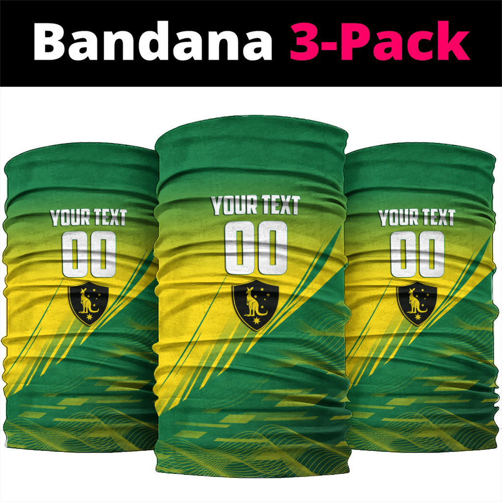 Personalized Socceroos Sport Neck Gaiter Green Gold Dynamic Wave Pattern