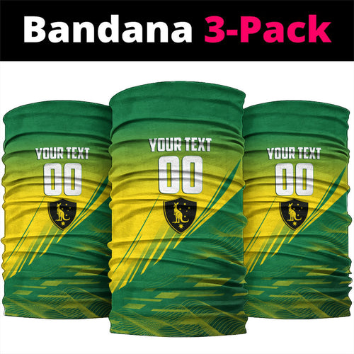 Personalized Socceroos Sport Neck Gaiter Green Gold Dynamic Wave Pattern