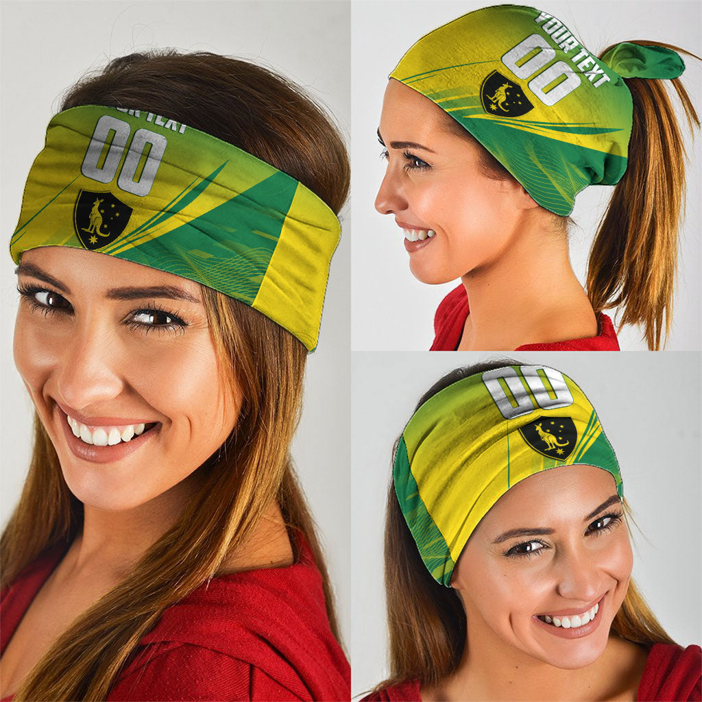 Personalized Socceroos Sport Neck Gaiter Green Gold Dynamic Wave Pattern