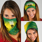 Personalized Socceroos Sport Neck Gaiter Green Gold Dynamic Wave Pattern