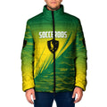 Personalized Socceroos Sport Padded Jacket Green Gold Dynamic Wave Pattern