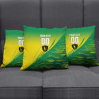 Personalized Socceroos Sport Pillow Cover Green Gold Dynamic Wave Pattern