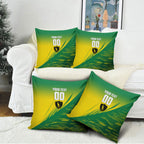 Personalized Socceroos Sport Pillow Cover Green Gold Dynamic Wave Pattern