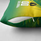 Personalized Socceroos Sport Pillow Cover Green Gold Dynamic Wave Pattern