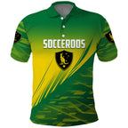 Personalized Socceroos Sport Polo Shirt Green Gold Dynamic Wave Pattern