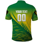 Personalized Socceroos Sport Polo Shirt Green Gold Dynamic Wave Pattern